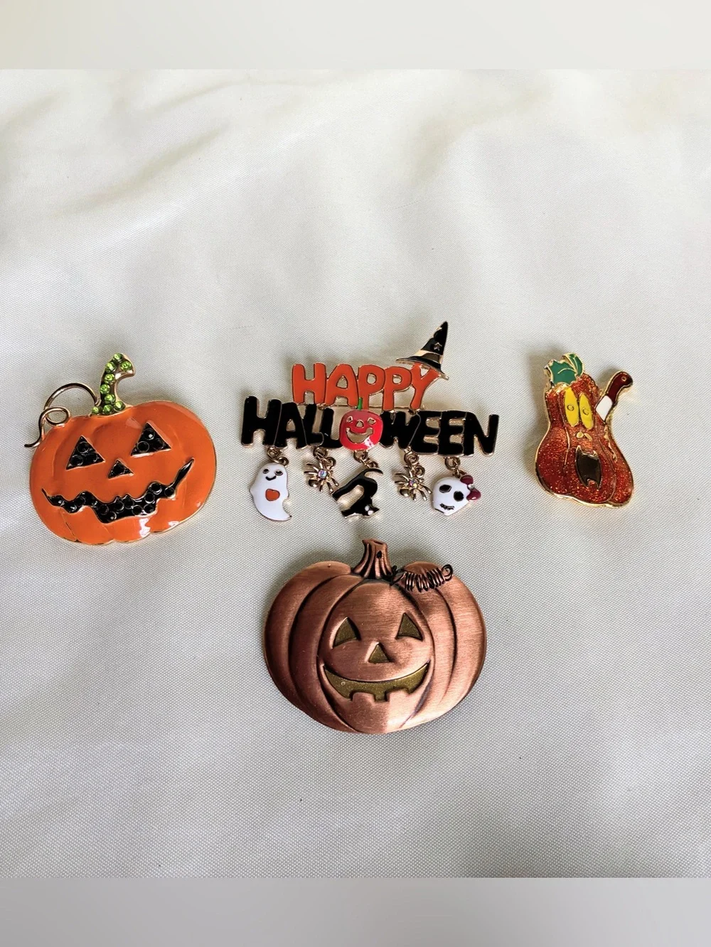 Halloween Pumpkin Pin Lot - Orange, Copper, Black